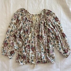 RALPH LAUREN DENIM & SUPPLY FLORAL FEMININE BOHEMIAN PEASANT BLOUSE SIZE XL